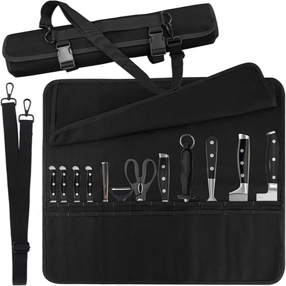 Chef Knife Bag with 24 Slots and Adjustable Strap