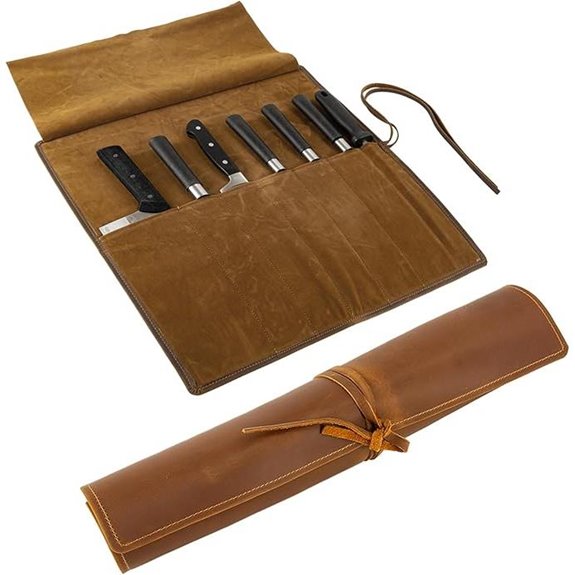 Genuine Leather Chef's Knife Roll with 7 Slots