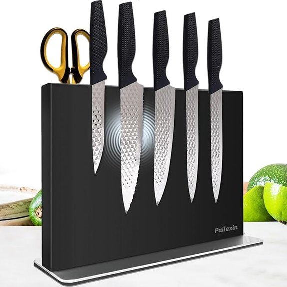 Magnetic Knife Block (No Knives) Black Stainless Steel
