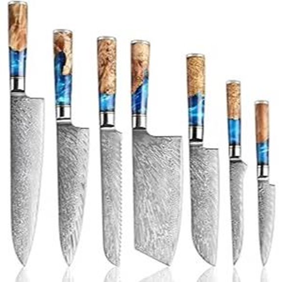 SENKEN 7-Piece Damascus Knife Set with VG10 Steel