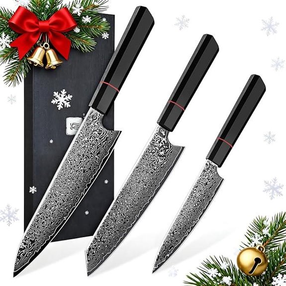 TIVOLI Damascus 3-Piece Japanese Kitchen Knife Set
