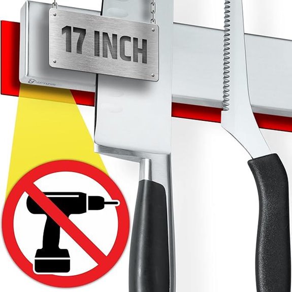 Magnetic Knife Holder No Drill 17 Inch Stainless Steel