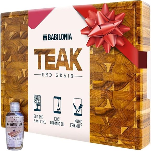 Teak Butcher Block Cutting Board with Handle